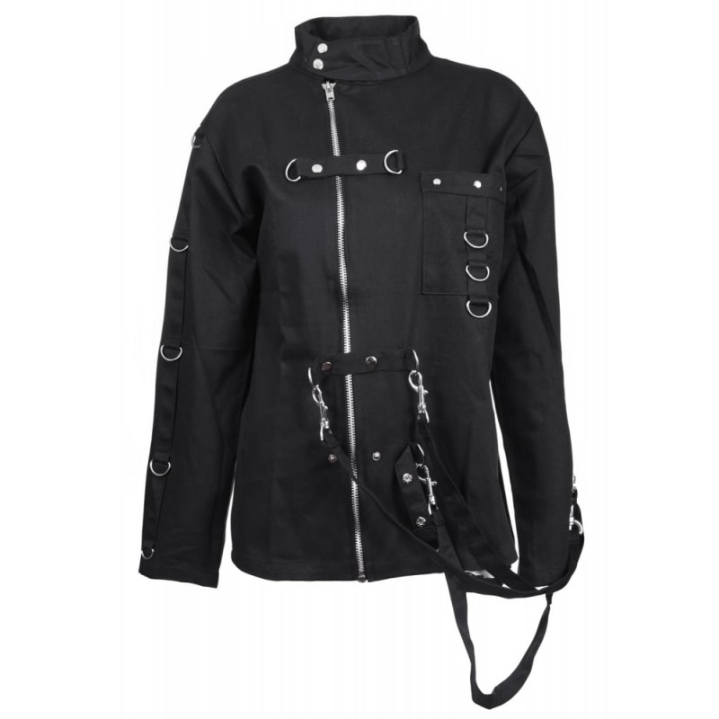 Women's Bondage Zipper Jacket Women High Neck Steampunk Gothic Cotton Jacket